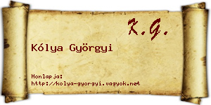 Kólya Györgyi névjegykártya