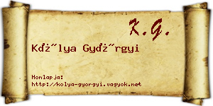 Kólya Györgyi névjegykártya